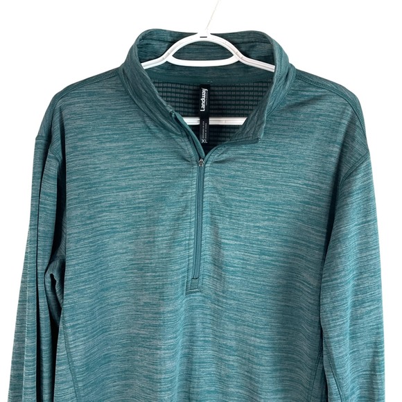 Landway Other - Landway 1/4‎ Zip Pullover Mens XL Teal Space Dye Grid Fleece Athletic Top